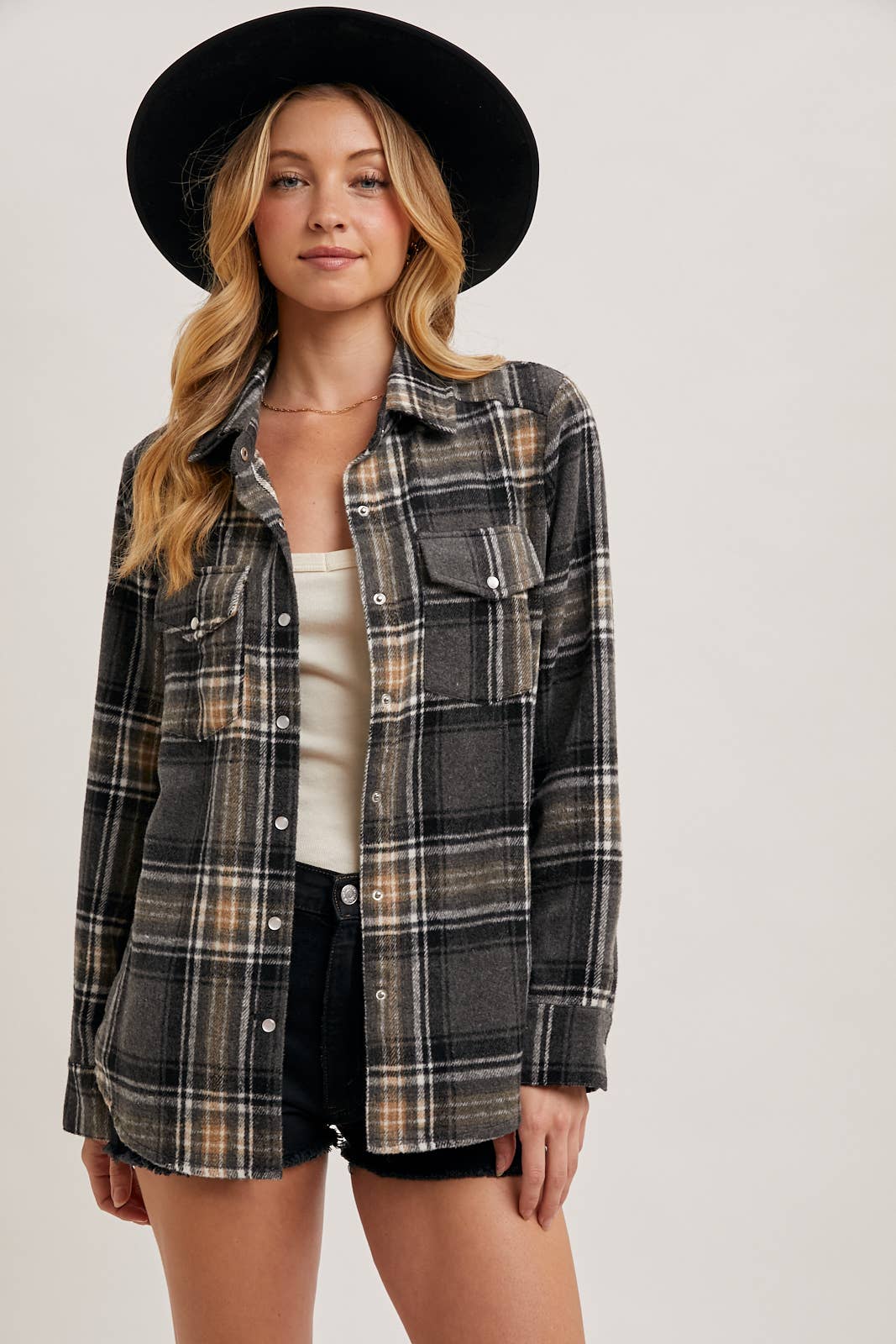 Plaid Button-Down Shacket