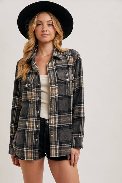 Plaid Button-Down Shacket