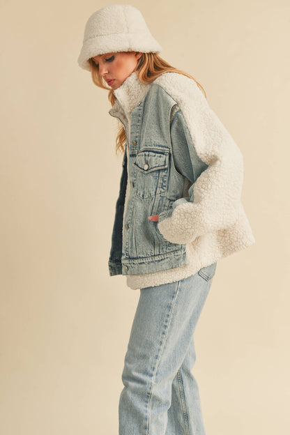 Laid-Back Cowgirl Denim Fleece Jacket
