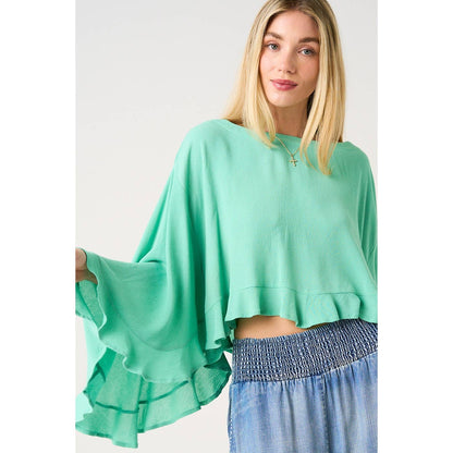 Sorbet Sky Batwing Ruffle Top