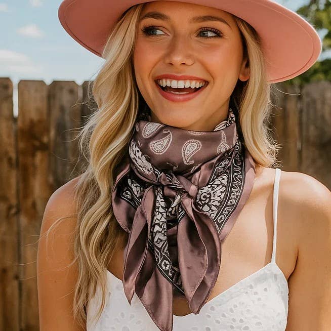 Two Tone Paisley Western Wild Rag Scarf