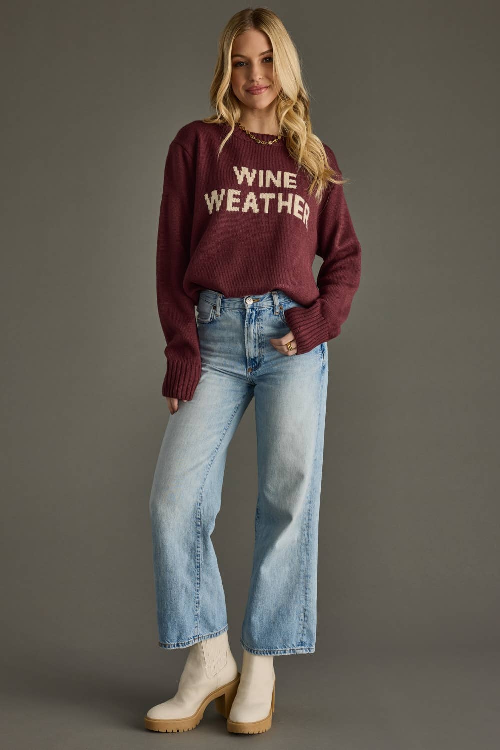 Wine Weather Sweater in Black Cherry