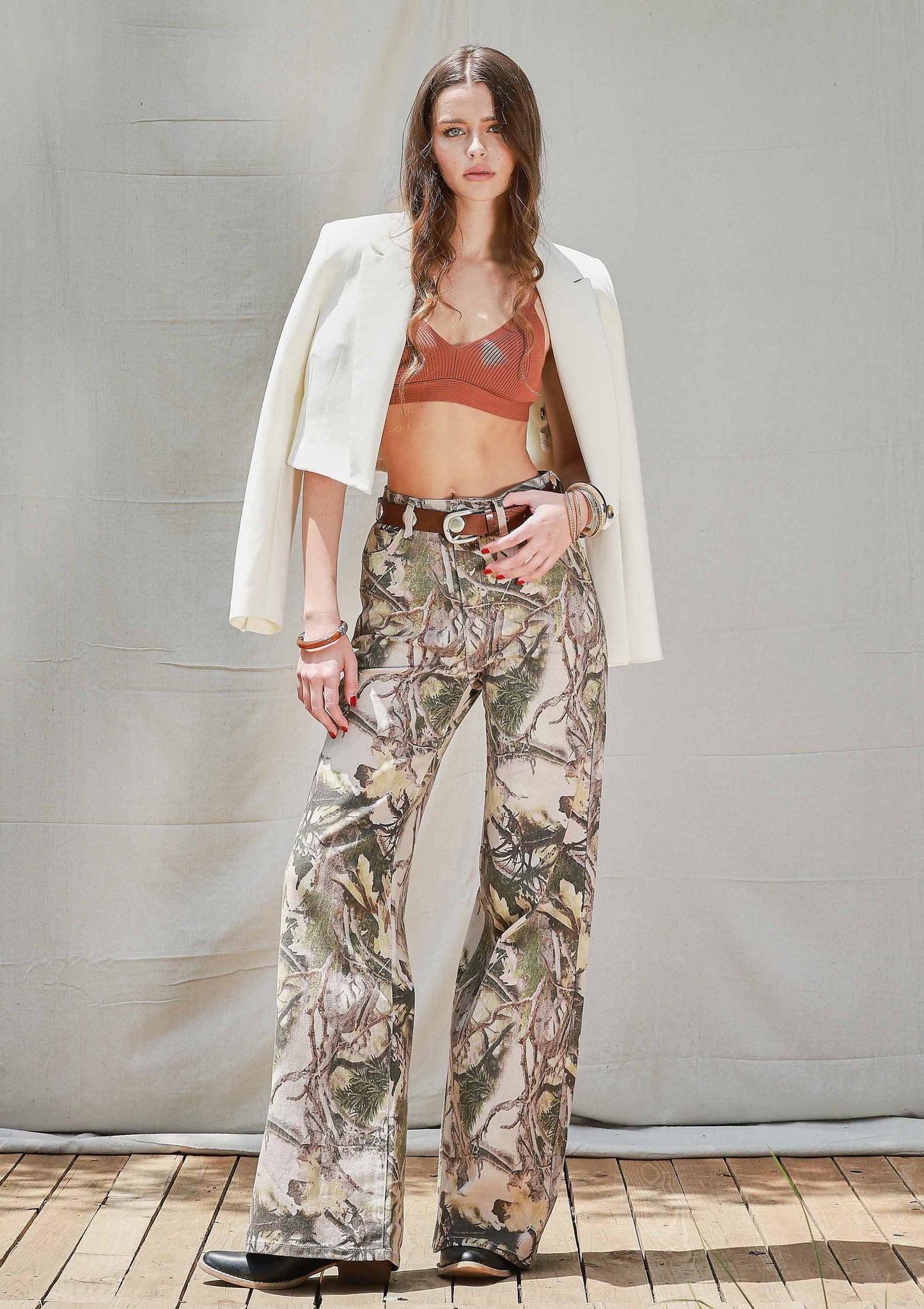 Cowgirl Camo Wide Leg Jeans - High Rise Denim with Attitude