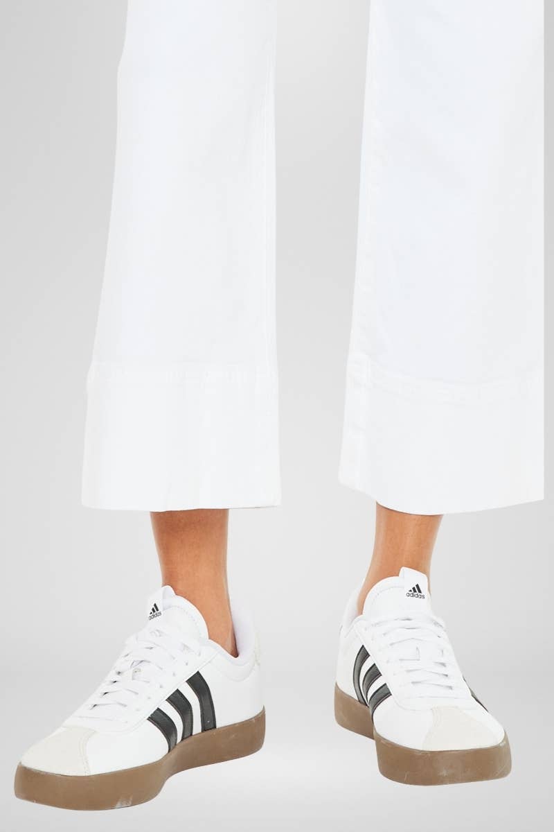 High Rise Cropped Wide Leg Jean – White