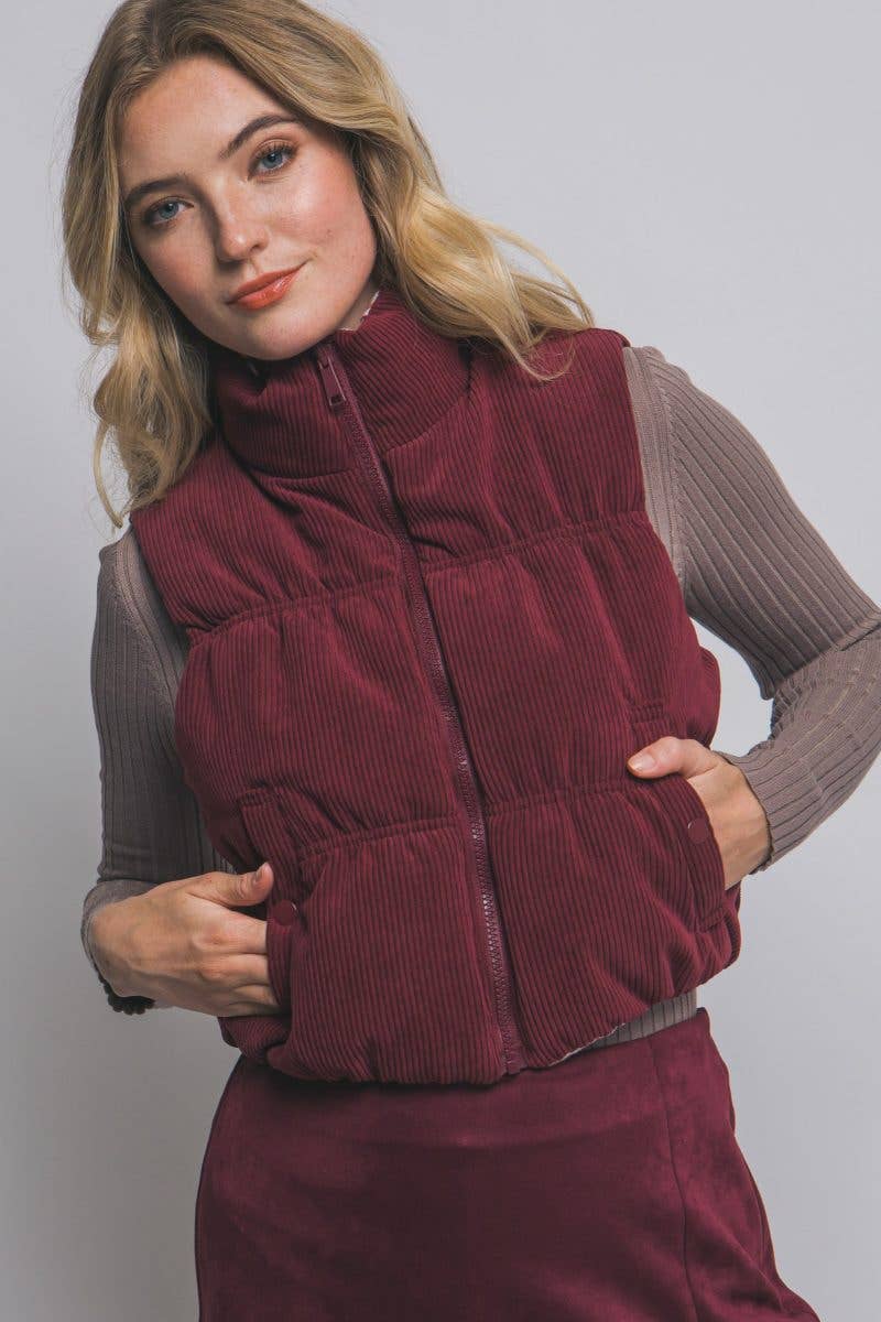 Reversible Corduroy Puffer Vest