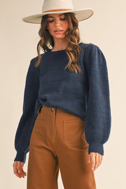 Ribbed Puff Sleeve Sweater