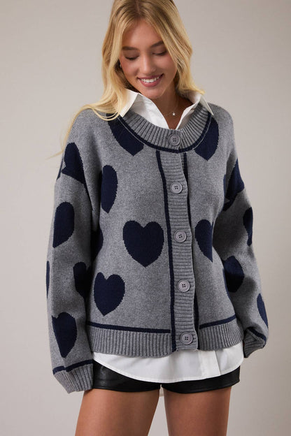 HEART SHAPE DETAIL CARDIGAN