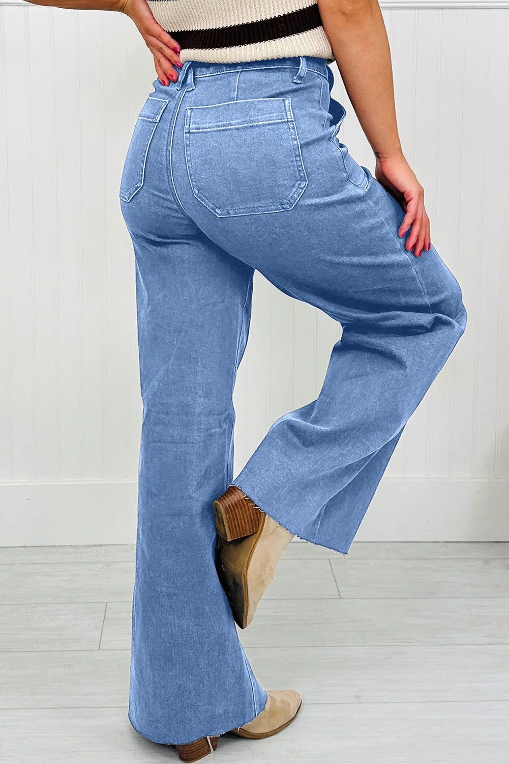 Retro  Blue Washed Patch Pocket