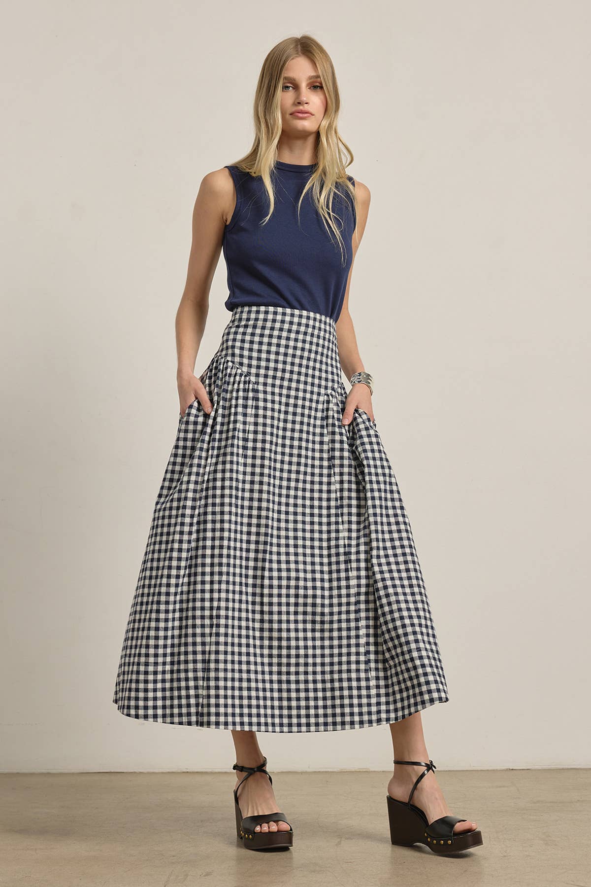 Prairie Muse Gingham Maxi Skirt