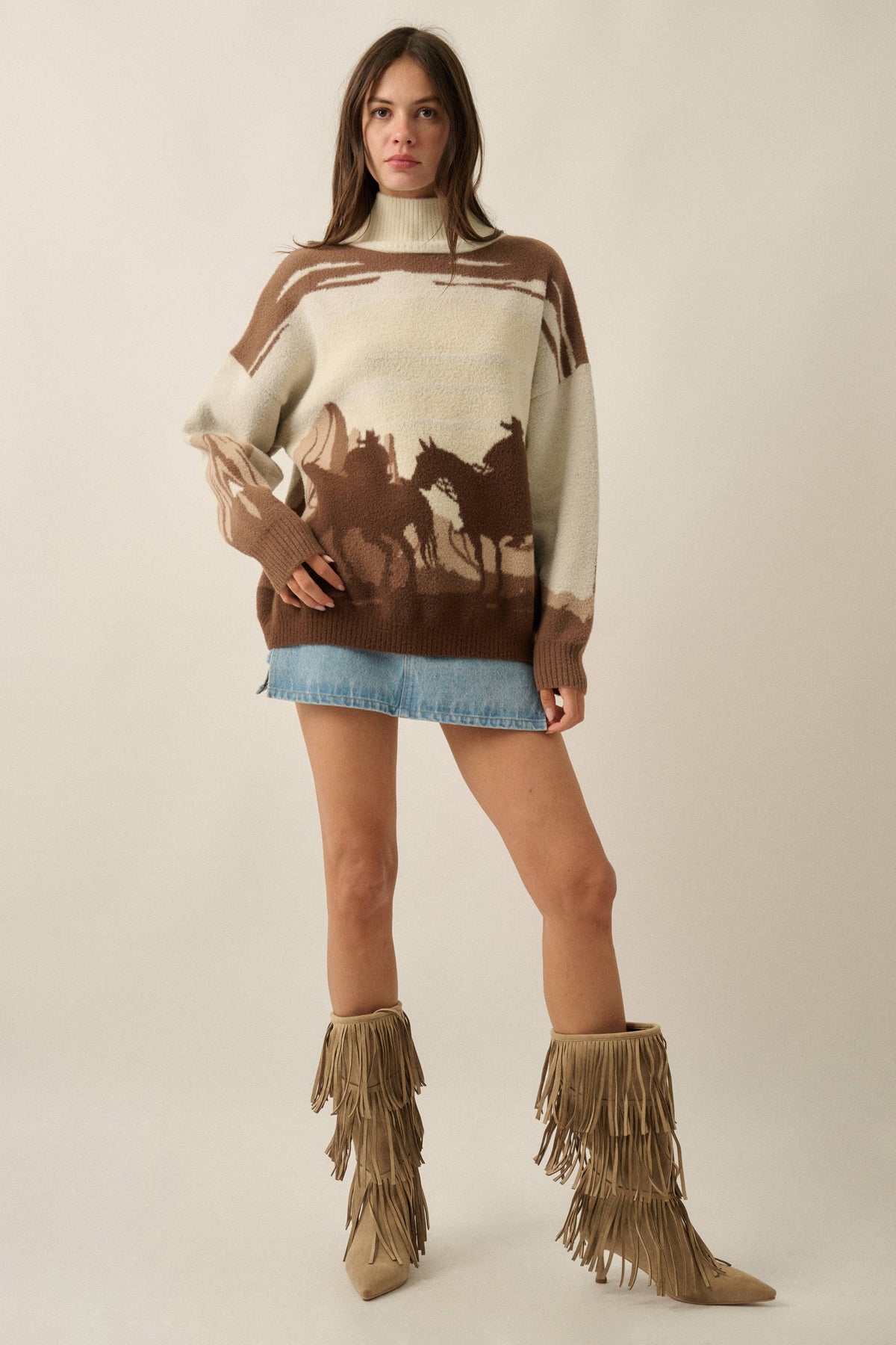 Desert Horizon Jacquard Mock-Neck Sweater