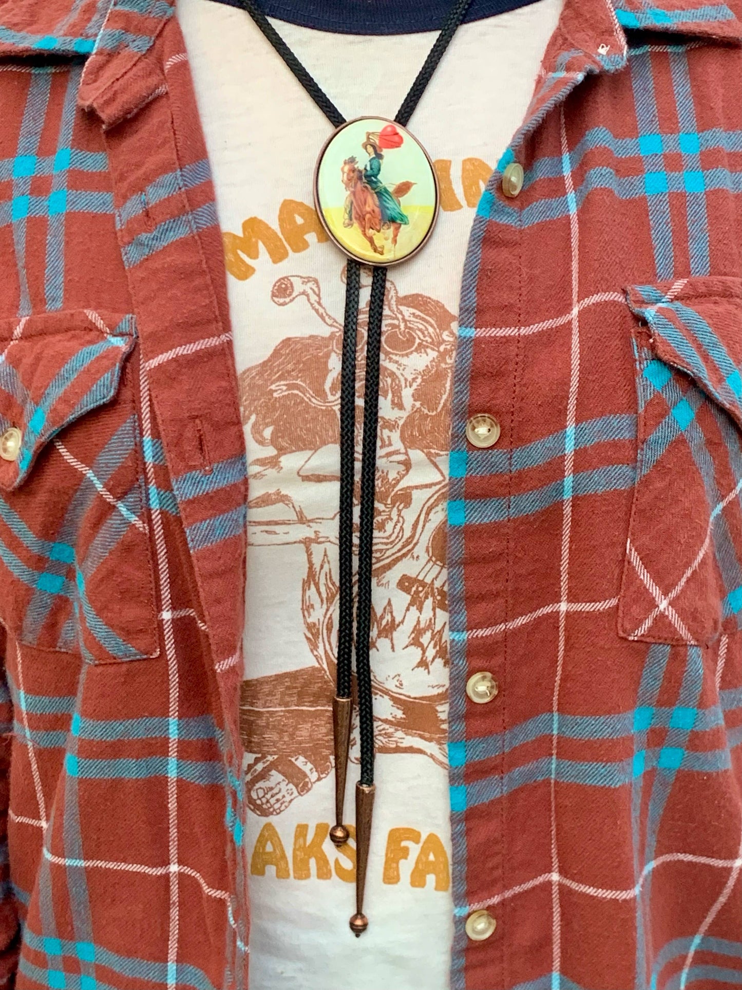 Prairie Rose Copper Cowgirl Bolo Tie