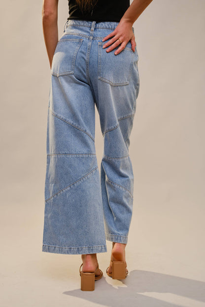 Saddle Line Medium Wash Wide-Leg