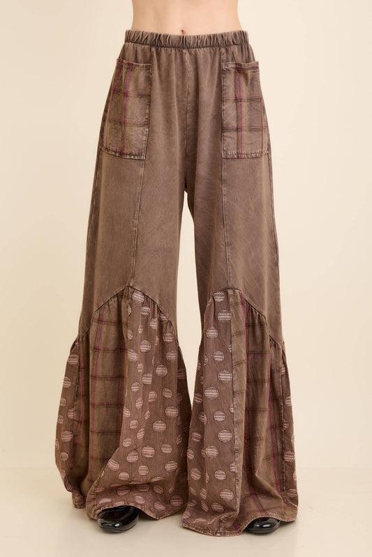 Mineral Washed Boho Patchwork Pants