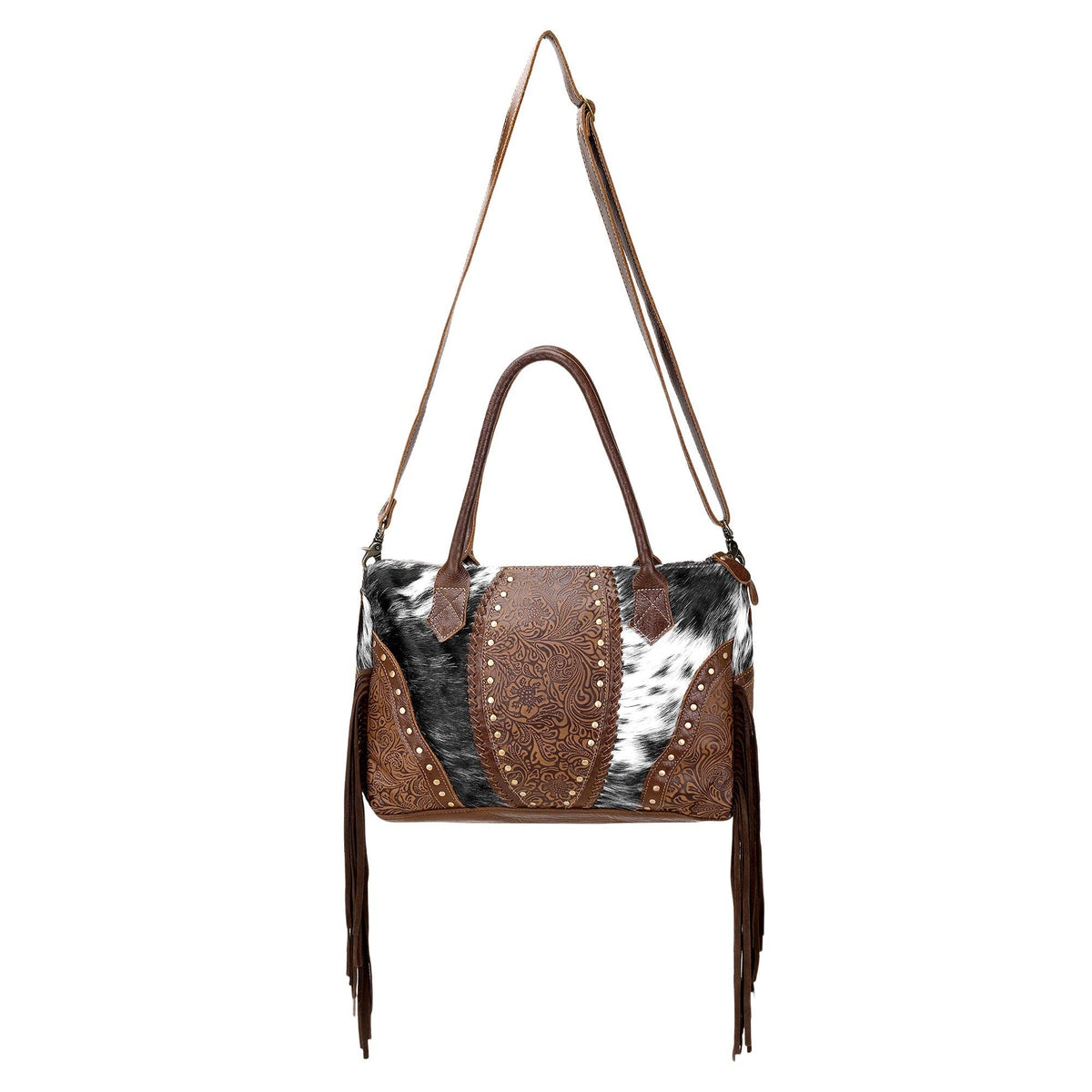 Weekender Bag with hair on and suede fringe