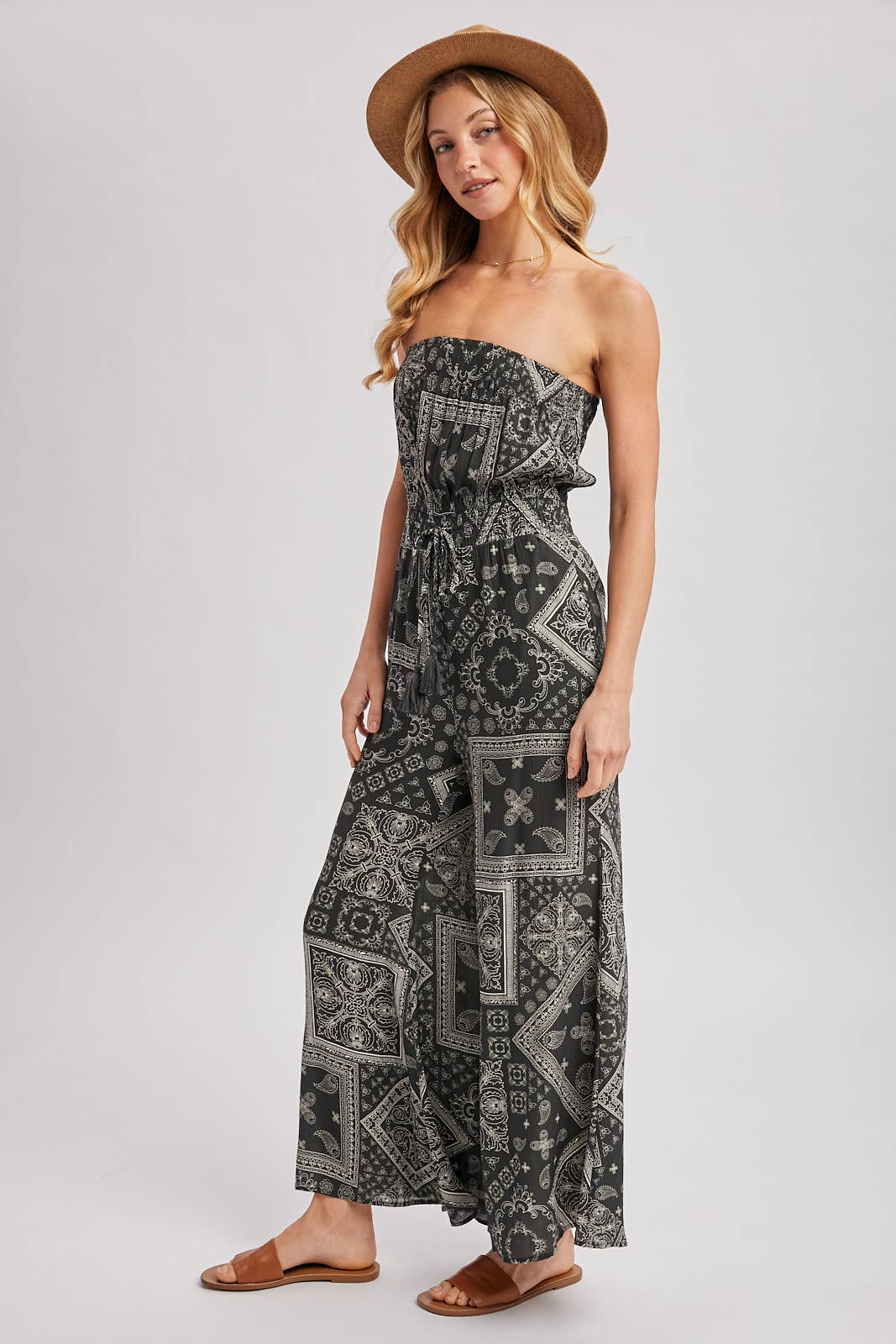 Desert Breeze Strapless Wide-Leg Jumpsuit