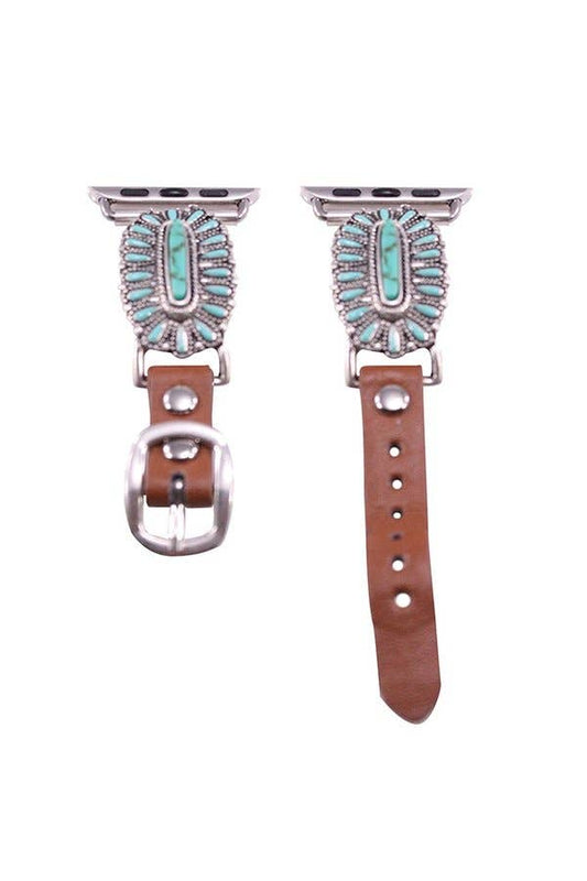 Western Concho Apple Watch Band – Turquoise (Small 38–41mm)