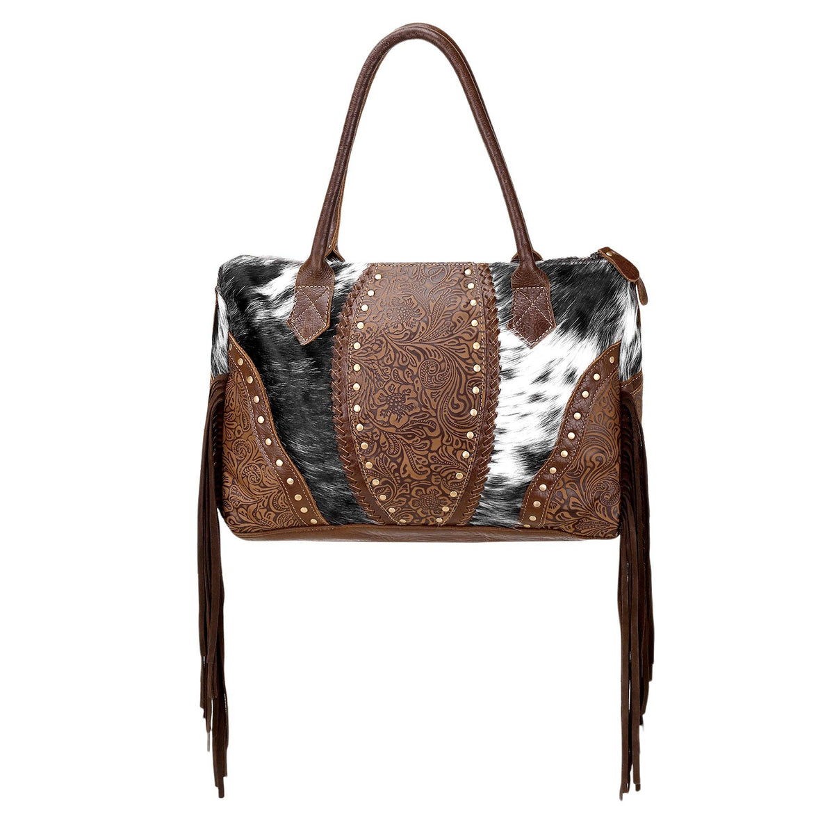 Weekender Bag with hair on and suede fringe