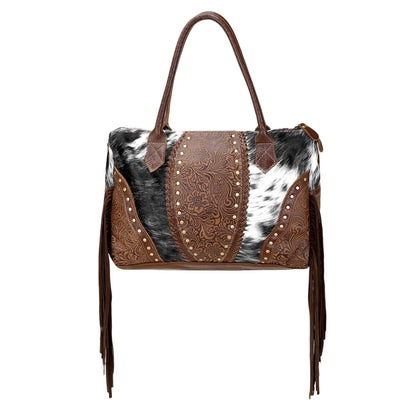 Weekender Bag with hair on and suede fringe