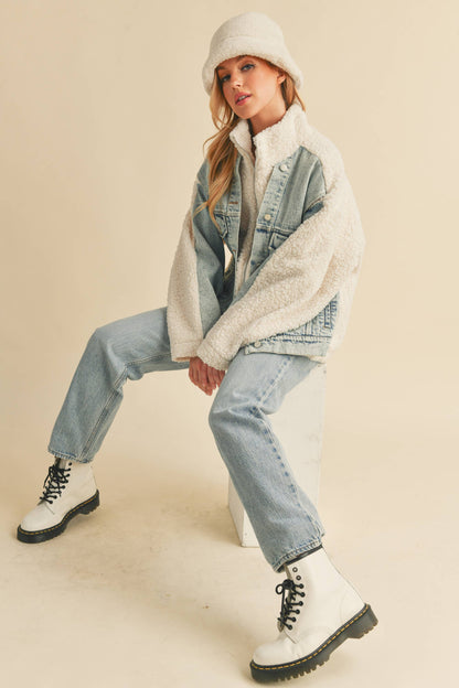 Laid-Back Cowgirl Denim Fleece Jacket