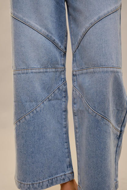Saddle Line Medium Wash Wide-Leg