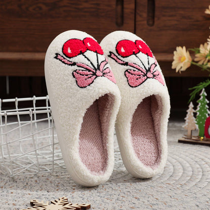 Christmas Bownot Cherry Plush Slippers | Willow & Nash