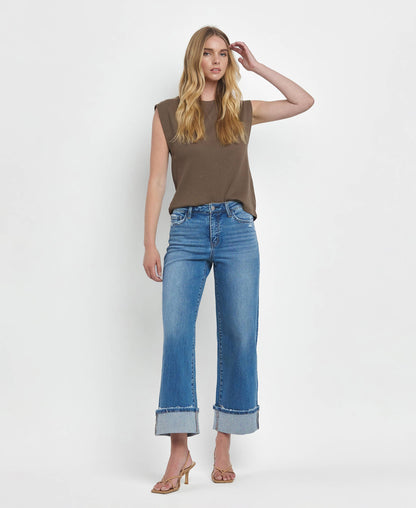 Canyon Cuffed Wide-Leg Jeans