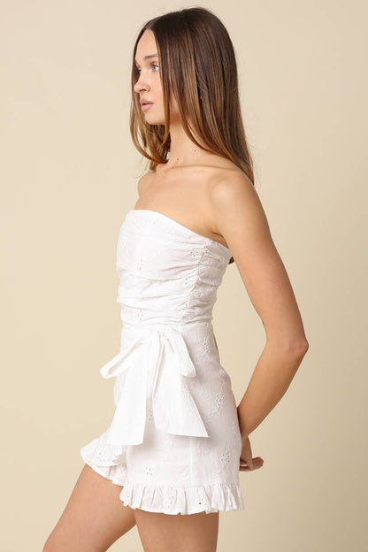 Alessia Strapless Wrap Romper: Sky / Contemporary / S