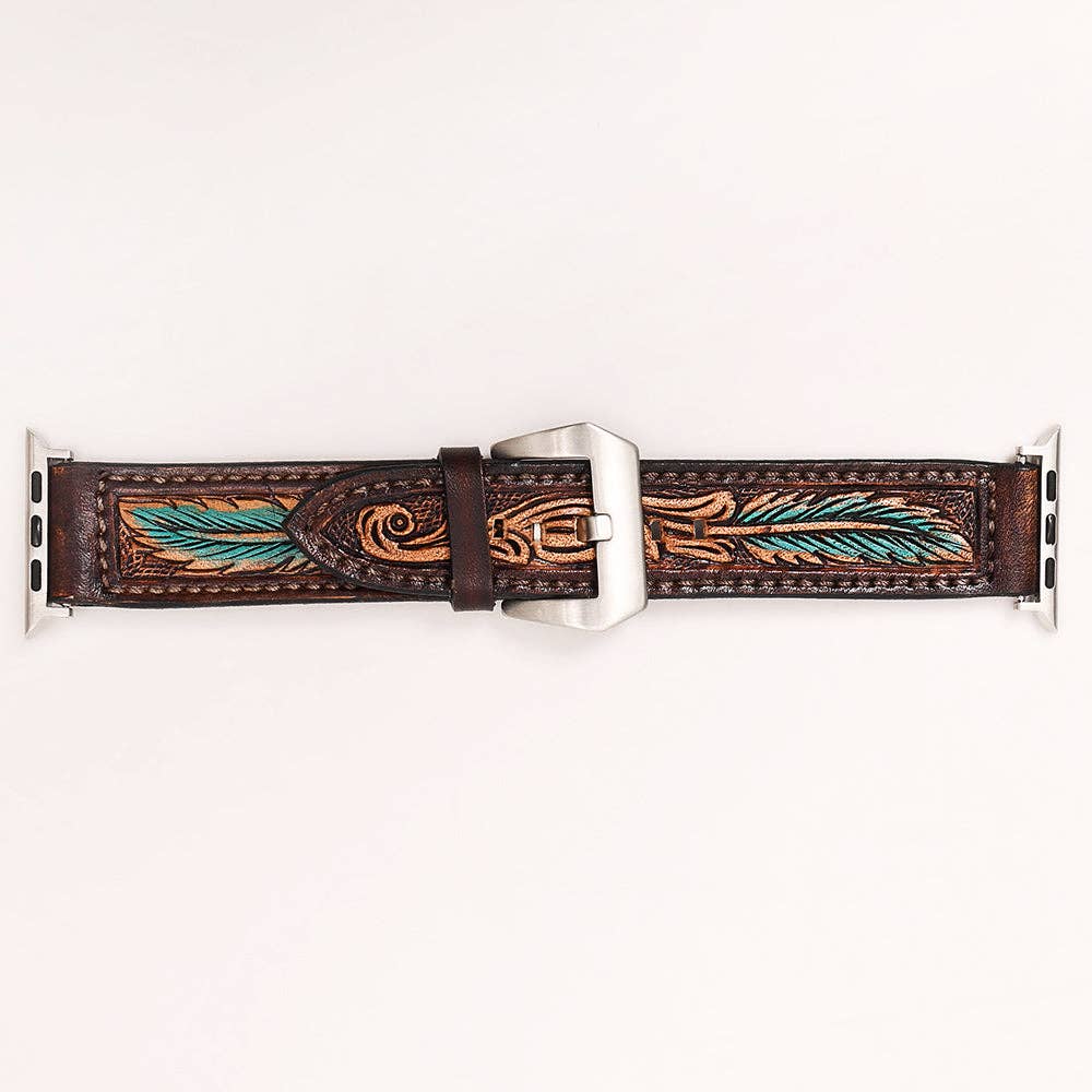 American Darling Hand-Tooled Western Leather Apple Watch Band