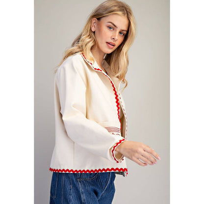 Ric Rac Trim Embroidered Jacket