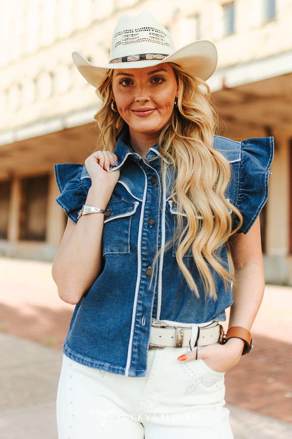 Dark Wash Ruffle Western