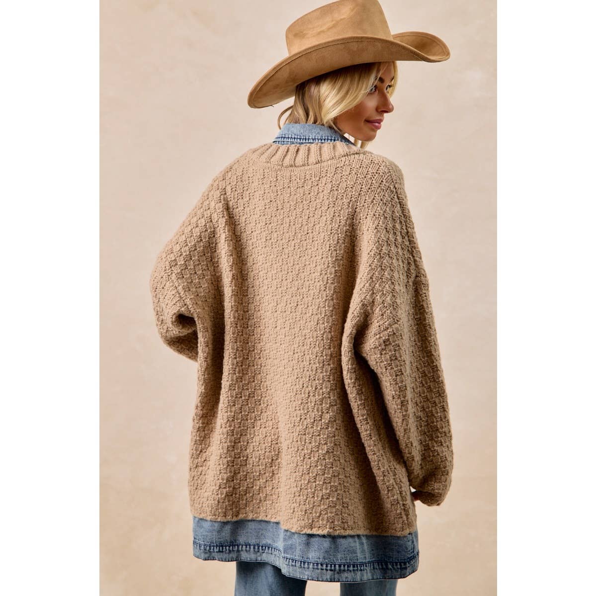 Chunky Textured Knit Open-Front Cardigan