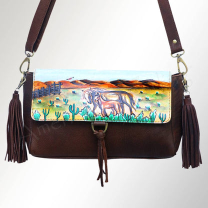Western Frontier Hand-Painted Horse Fringe Bag