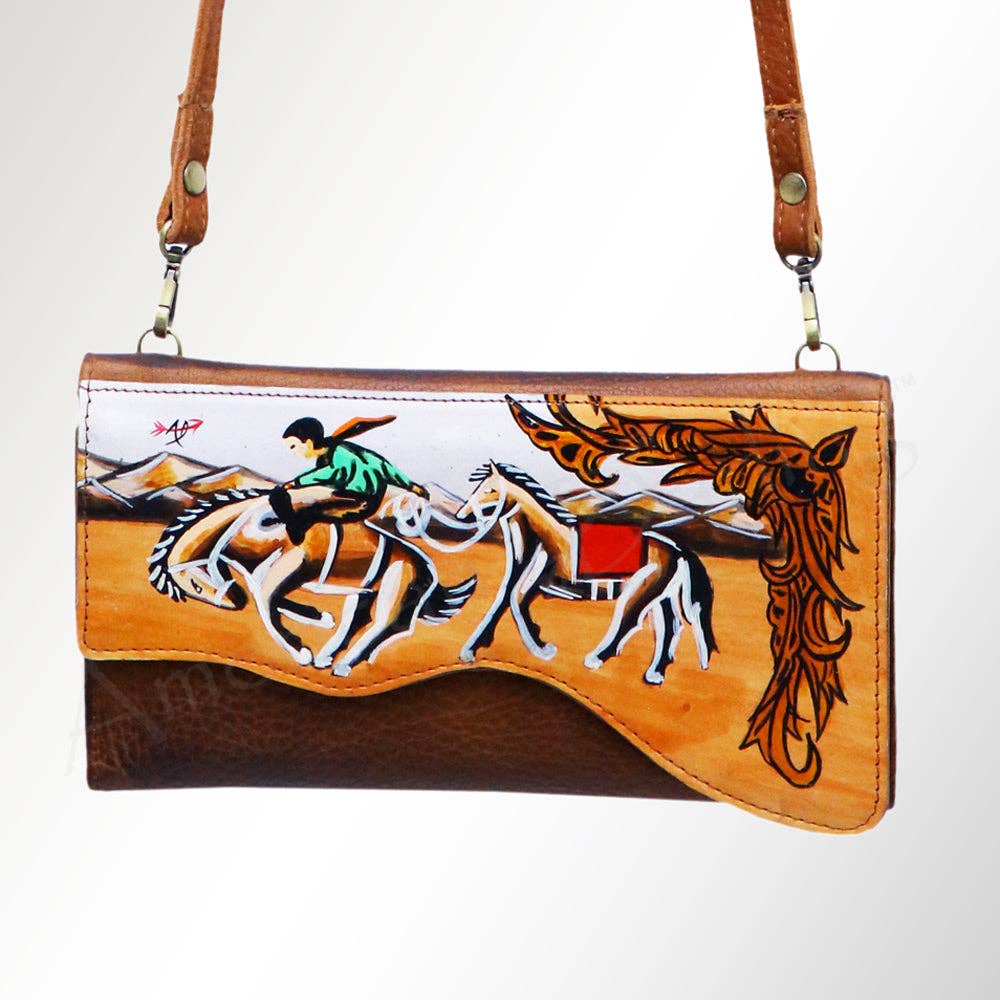 Western Heritage Hand-Tooled Leather Mini Crossbody