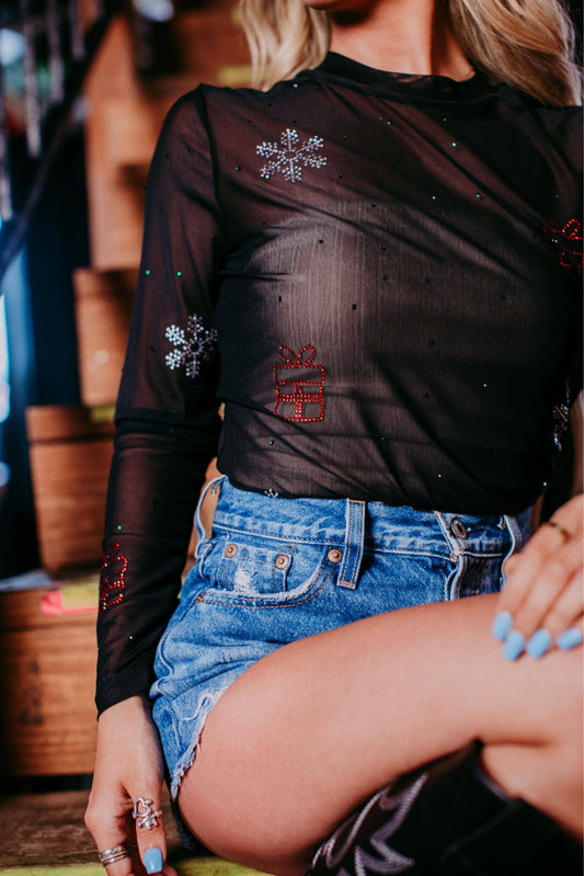Christmas Rhinestone Top