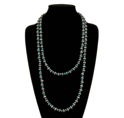 60" Turquoise Navajo Pearl Western Necklace