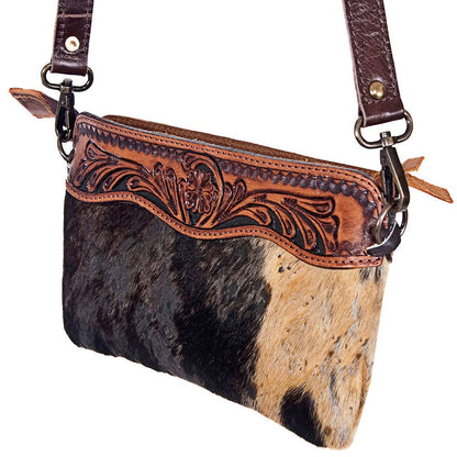Saddle Creek Hair-On Hide Tooled Crossbody