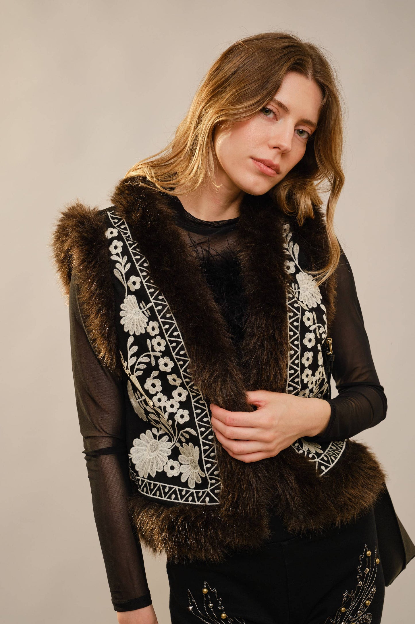 Wildflower Fur-Trimed Vest