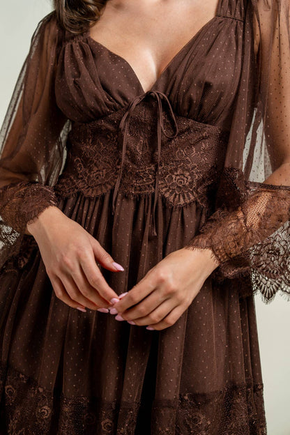 Lace & Latte Mini Dress