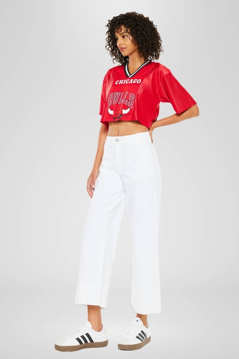 High Rise Cropped Wide Leg Jean – White