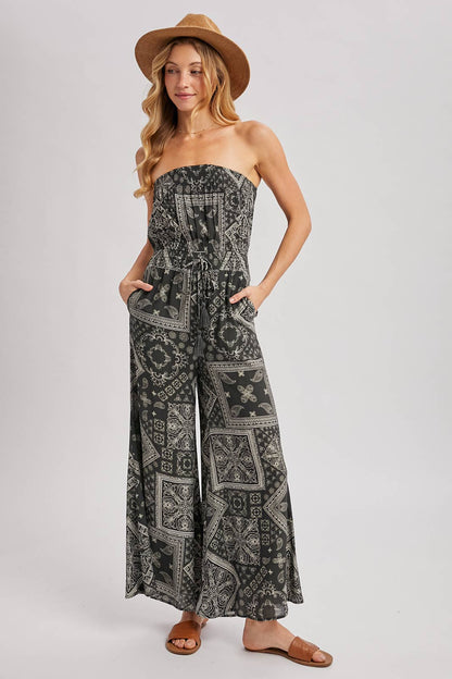Desert Breeze Strapless Wide-Leg Jumpsuit
