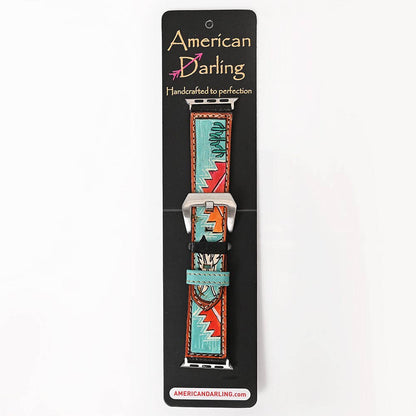 Desert Rose Hand-Painted Western Leather Smart Watch Band