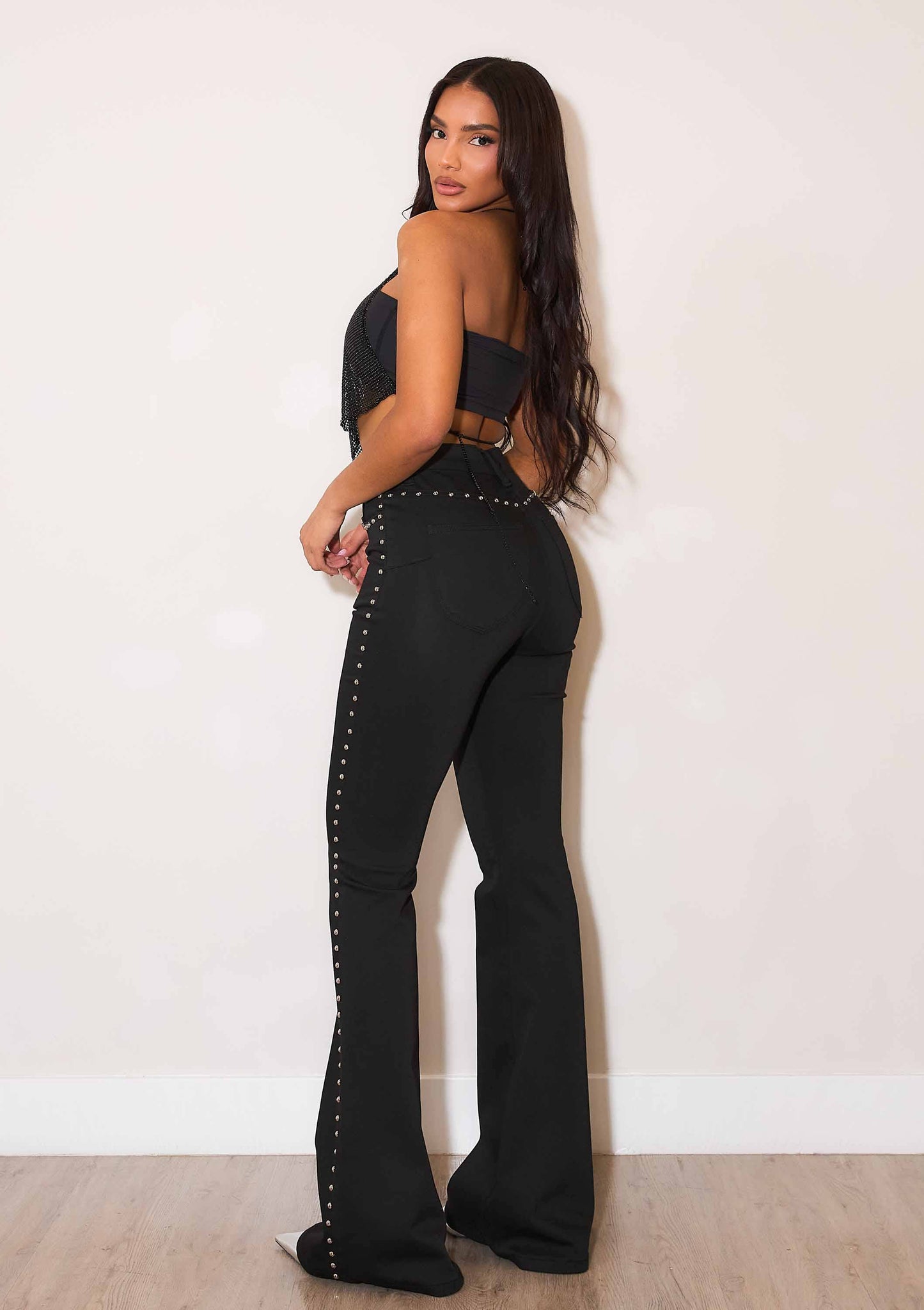 Whiskey Kiss Black Studded Flare