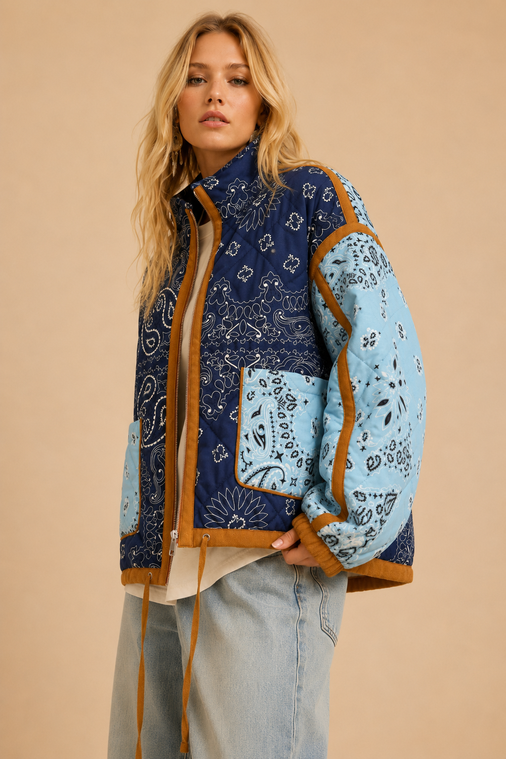 Blue Bandana Quilted Jacket