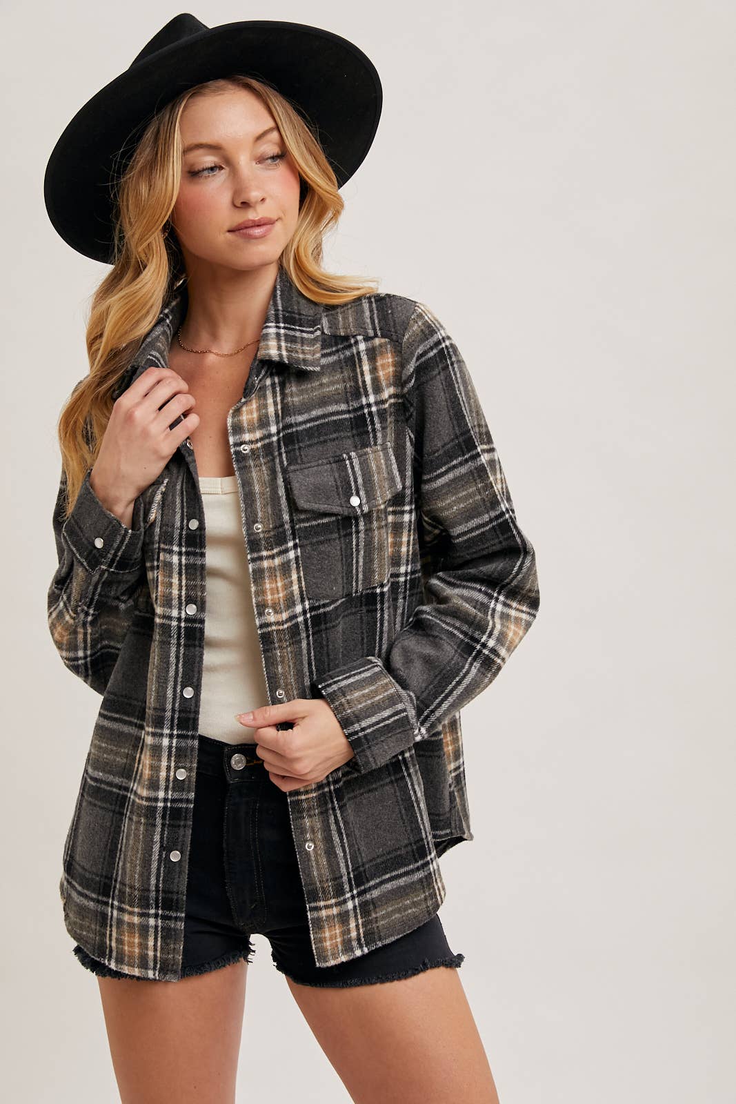 Plaid Button-Down Shacket