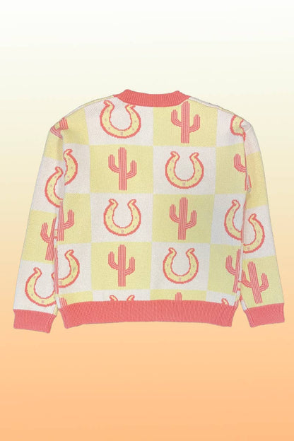 Tiled Cactus Horseshoe Knit Cardigan
