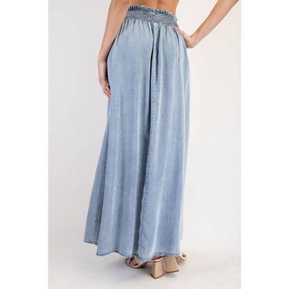 Denim Front Slit Maxi Skir