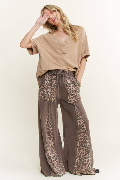 Sierra Leopard Mineral Washed Flare Pant