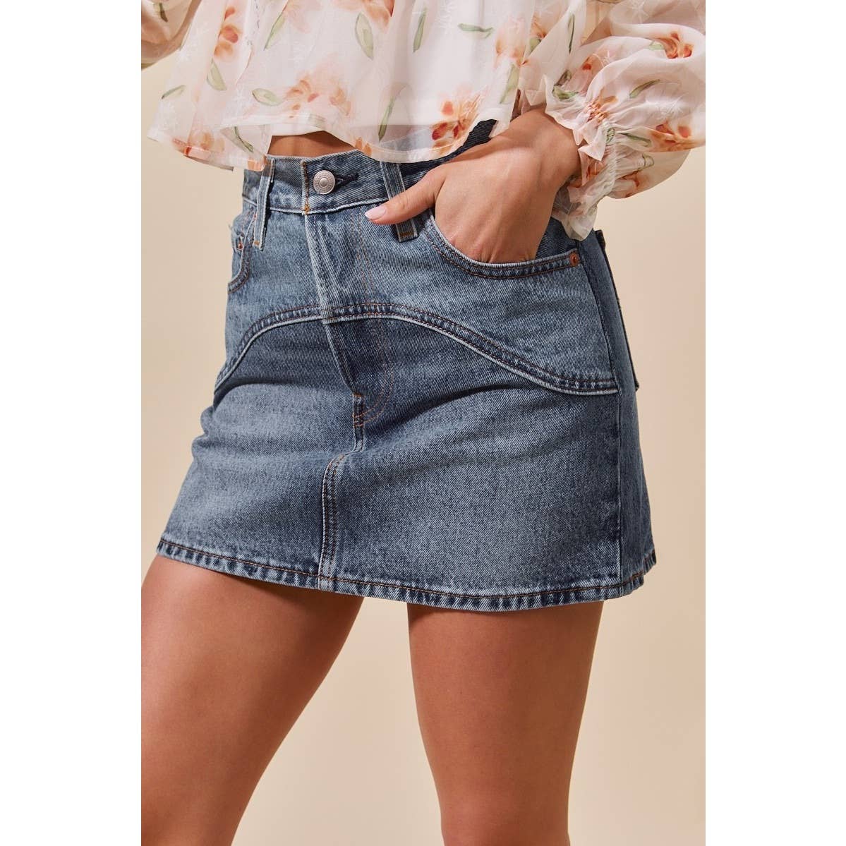 Saddle Ridge Denim Mini Skirt