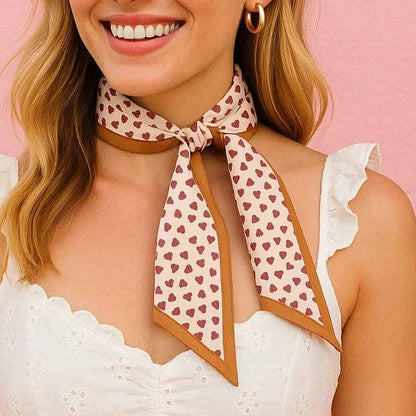 Tan & Brown Hearts Western Skinny Mini Wild Rag Scarf – Cowgirl Necktie