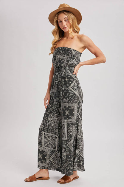 Desert Breeze Strapless Wide-Leg Jumpsuit